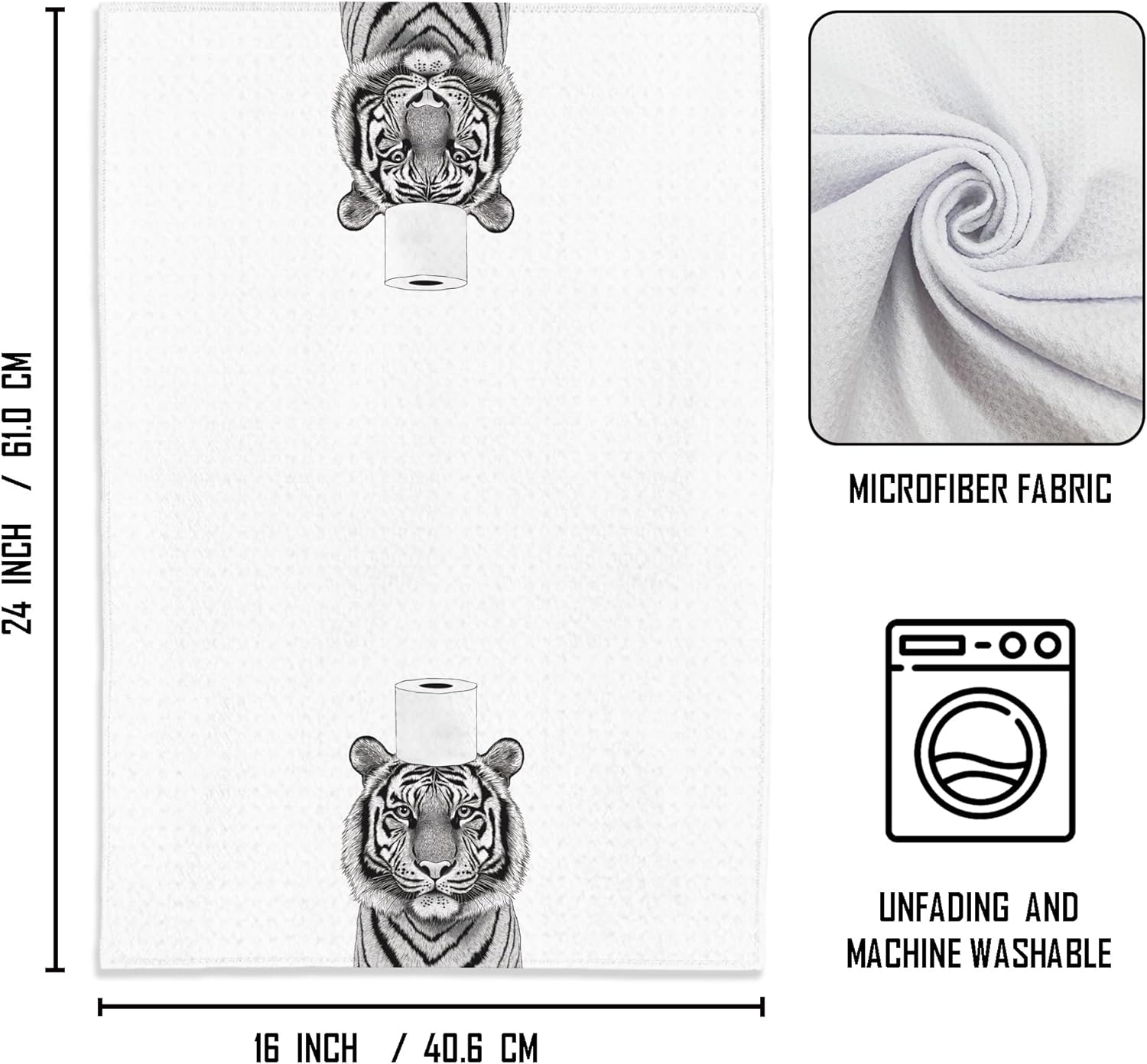 WFSM Tiger Hand Towels 16x24 Inch Premium Soft and Stylish