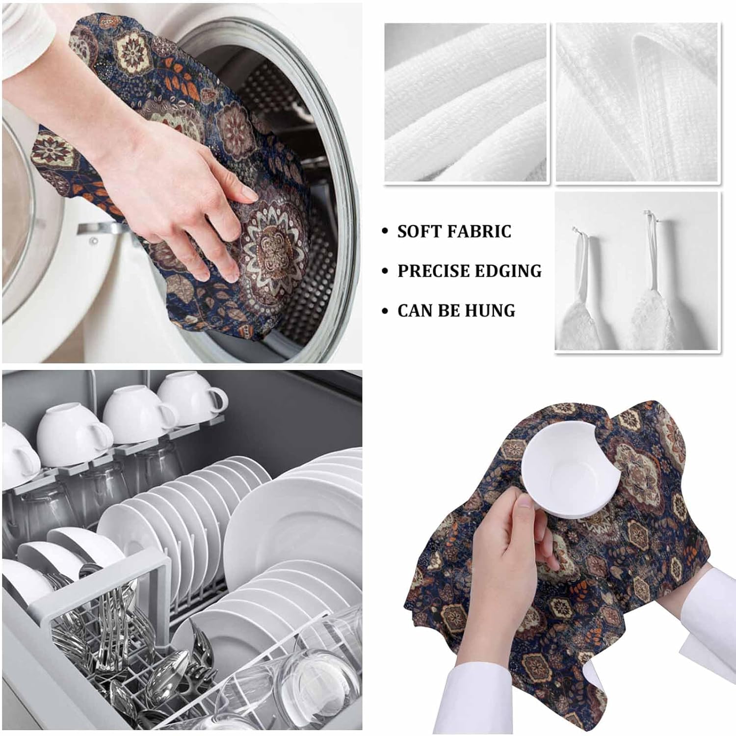 ZOE GARDEN Boho Flower Dish Towels 4-PC Set