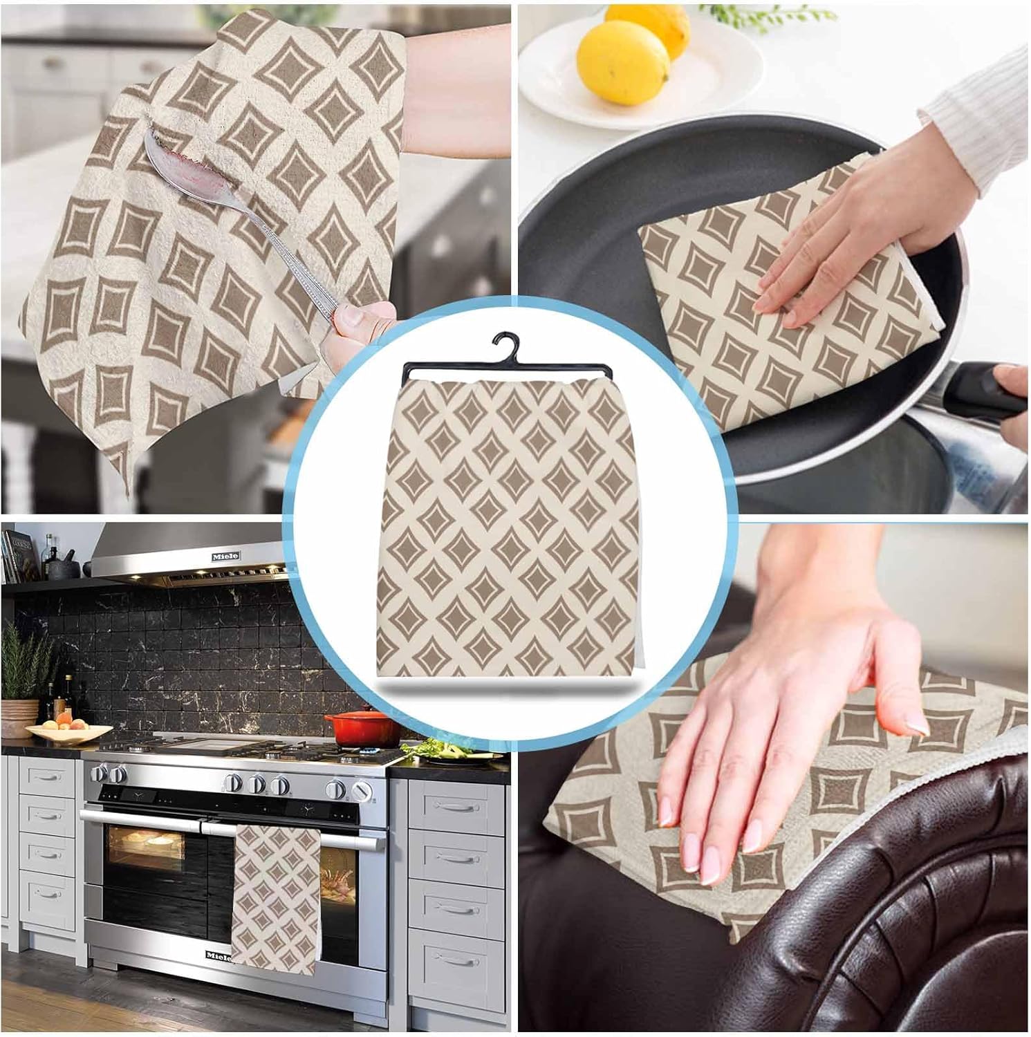 ZOE GARDEN Geometric Kitchen Towels 4-Pack 18x28 Quick Dry Absorbent