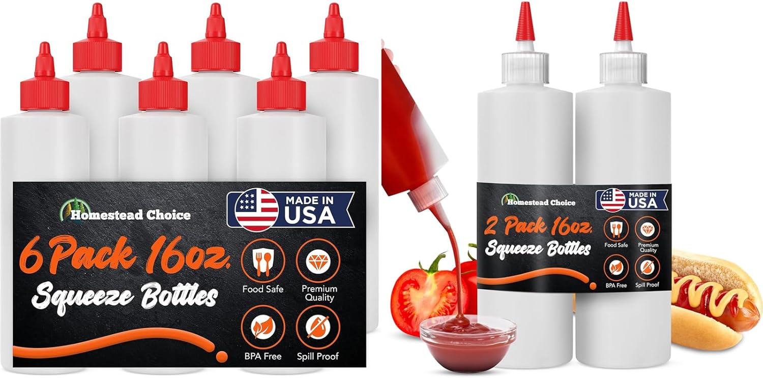 Homestead Choice 16OZ Squeeze Bottles 2-Pack and 6-Pack