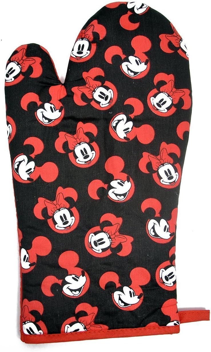 Disney Oven Mitt Pot Holder Dish Towel 3 pc Set Mickey Minnie Red