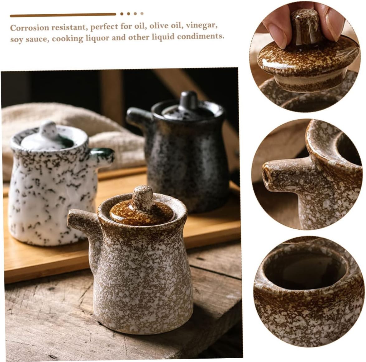 Zerodeko Ceramic Sauce Dispenser with Lid