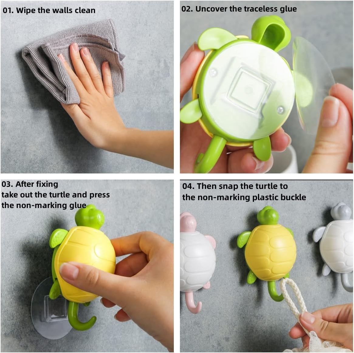 3PCS Cute Sea Turtle Wall Hooks with Gravity Pop-Up Design