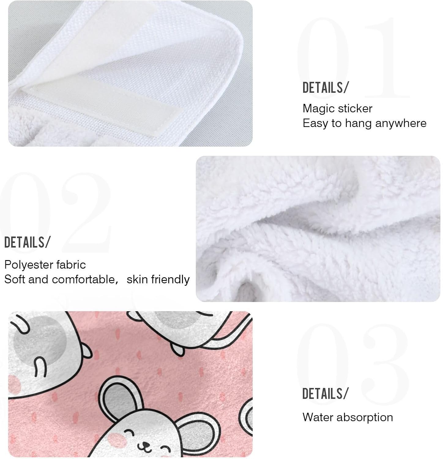 OTVEE Cute Mouse Pattern Kitchen Towels 2 Pieces
