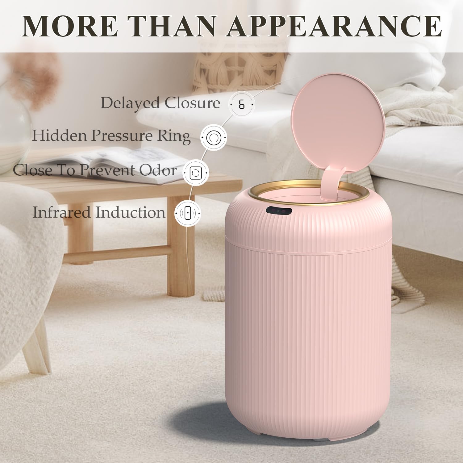 Smart Bathroom Trash Can with Touchless Lid