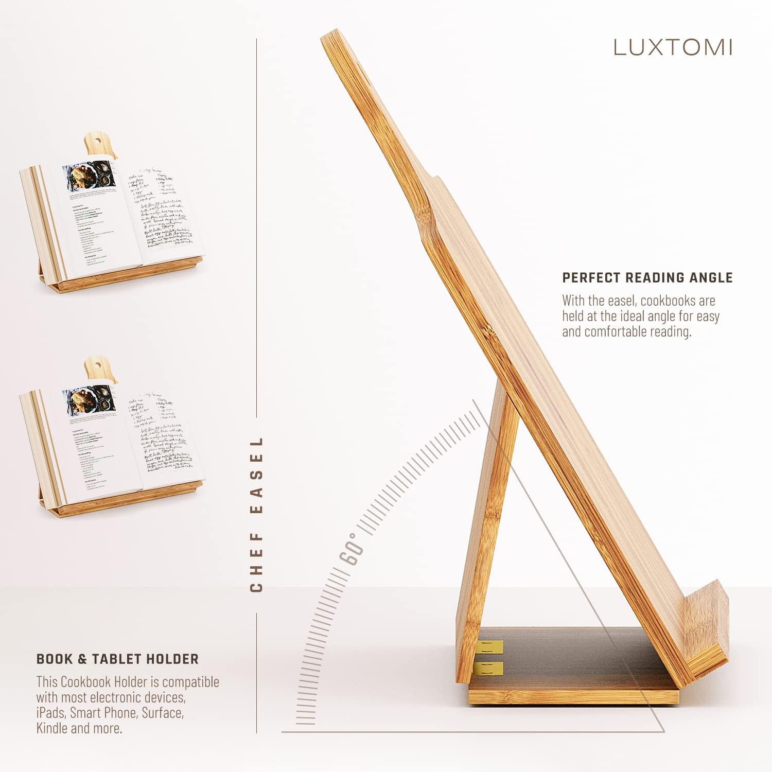 LUXTOMI Engraved Nana Bear Cookbook Stand