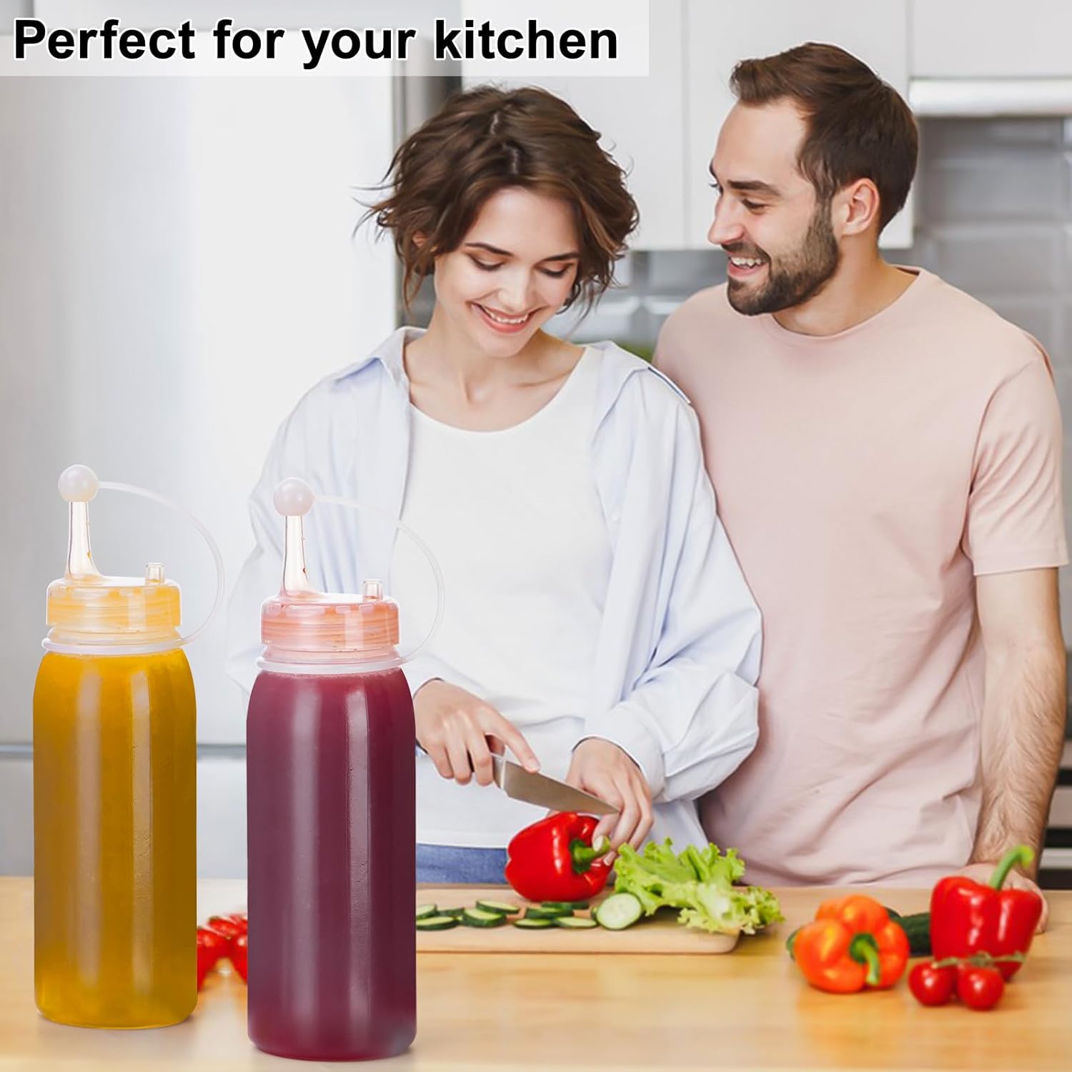 Uceoo Condiment Squeeze Bottles 2 Pack with 2 Funnels
