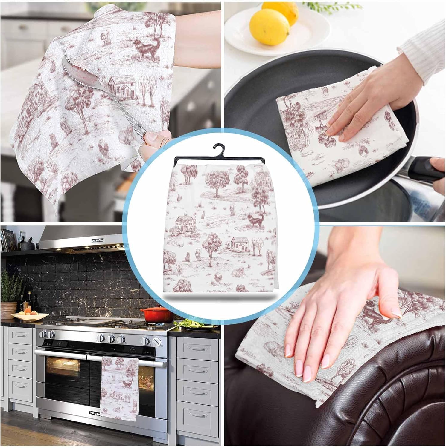 ZOE GARDEN 2-Pack Farmhouse Red Brown Kitchen Towels