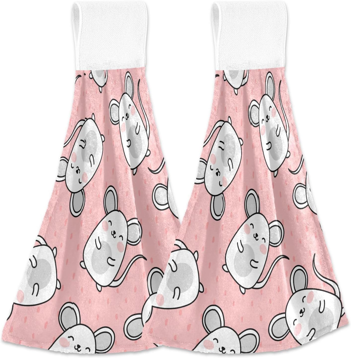 OTVEE Cute Mouse Pattern Kitchen Towels 2 Pieces