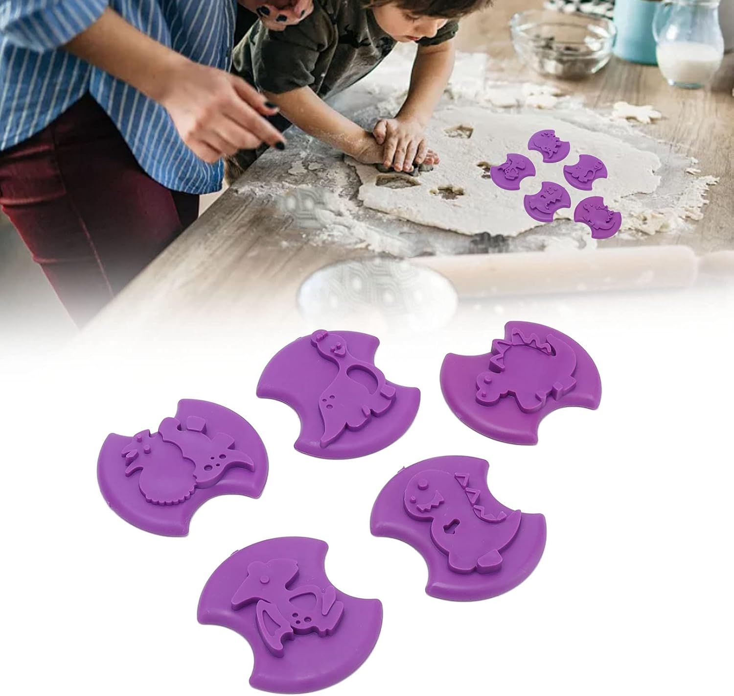5 Pcs Dinosaur Pet Christmas Cookie Cutter Set