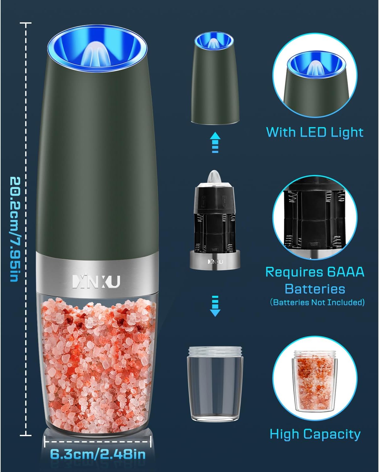 XinXu Gravity Electric Salt Pepper Grinder Set