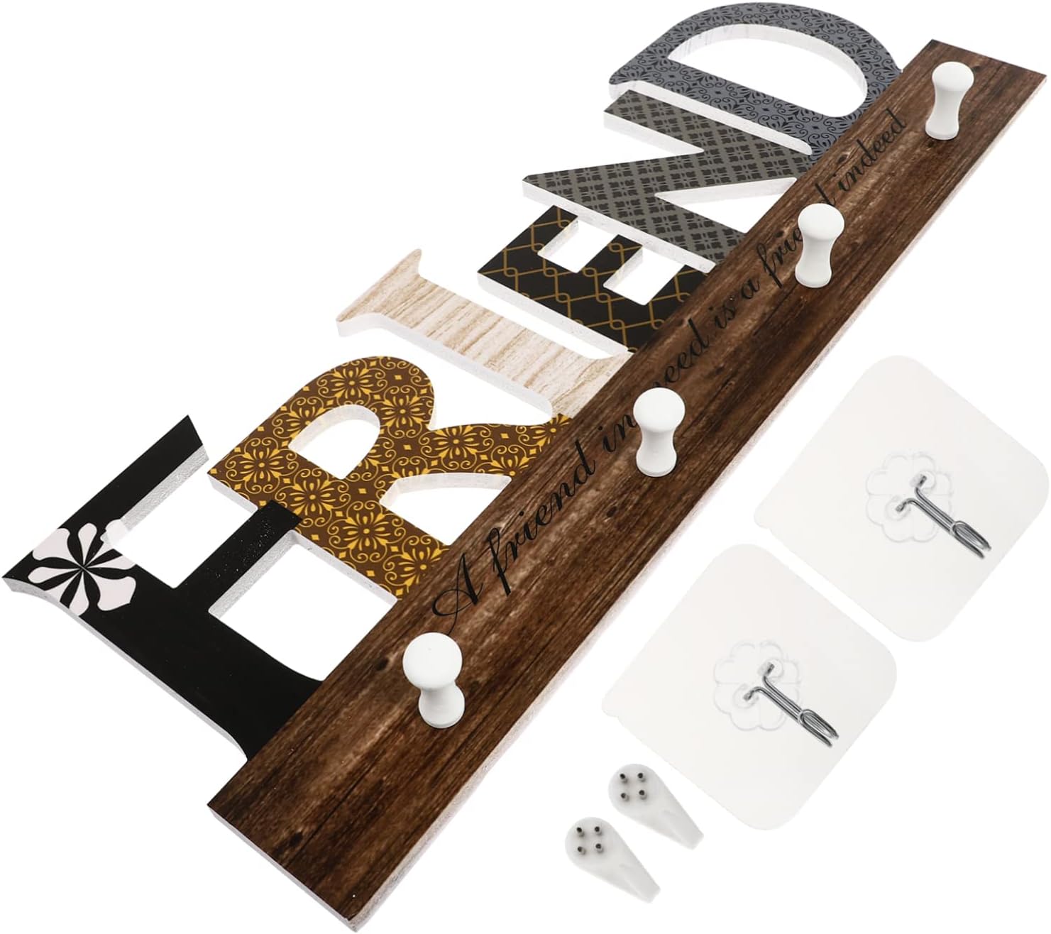 PRETYZOOM 1pc Wooden Wall Storage Hook for Coats Hats Keys