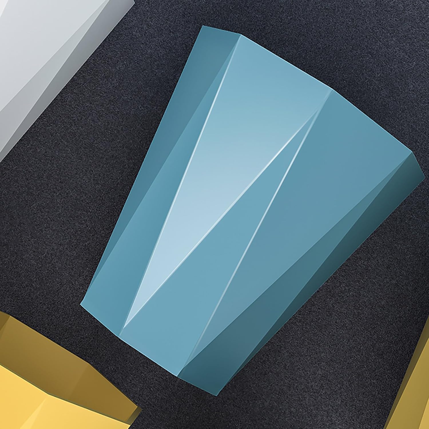Polygon Small Blue Trash Can for Bathrooms
