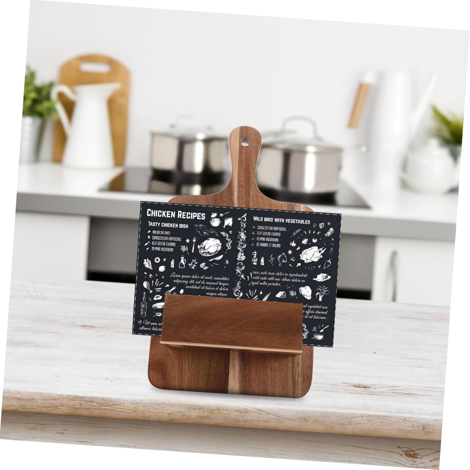 OKUMEYR Wooden Recipe Stand Wall-Mount Kitchen Holder