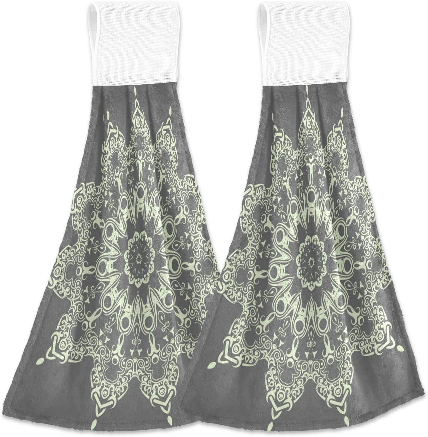 Vnurnrn Hand Towels Set 2 Pcs Elegant Mandala Design