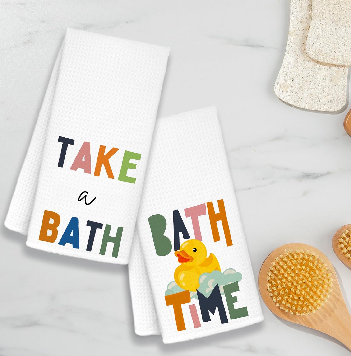 AQYIP Rubber Duck Towel Set 16x24 Inch for Bathroom Kitchen
