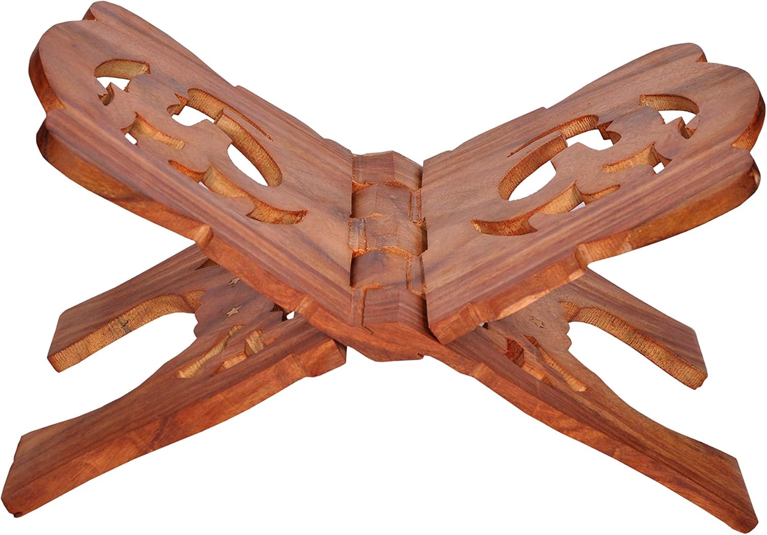 Folding Hand-Crafted Wooden Book Stand 13 Inches Brown