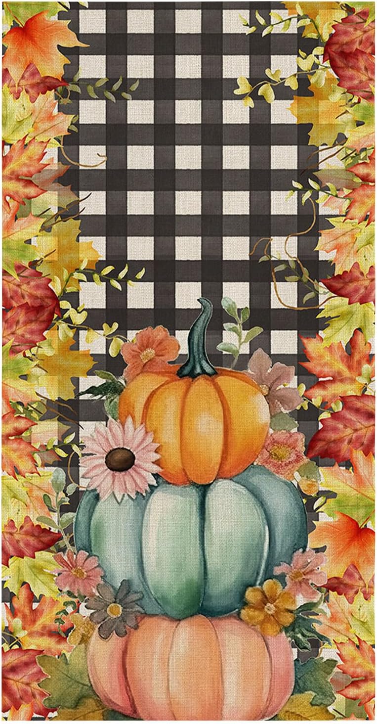 ZOE GARDEN Autumn Pumpkin Kitchen Dish Towels 18x28 Rustic Farmhouse Design 1-PC