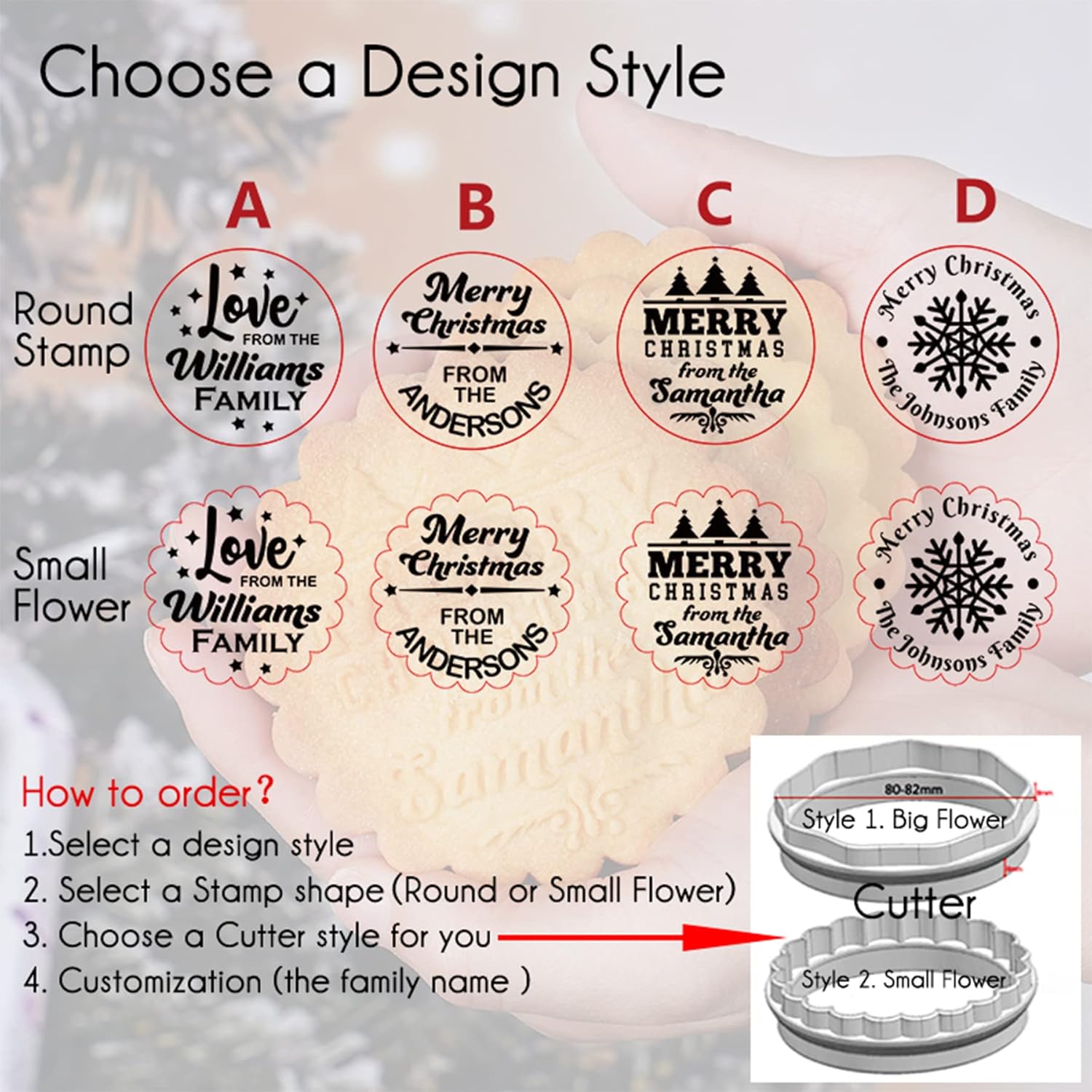 BOELRY Personalized Cookie Stamp with Christmas Design
