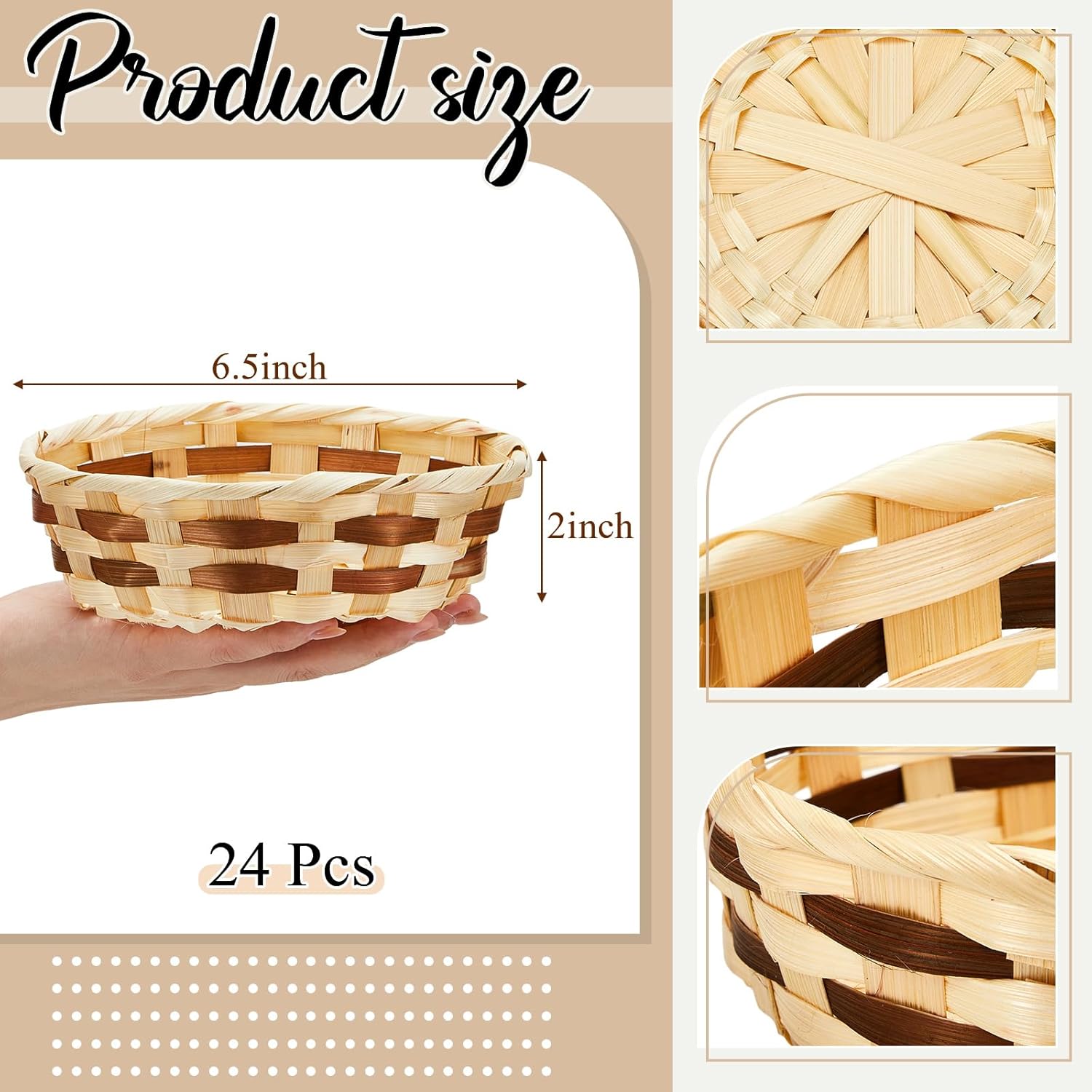 Sintuff 60 Pcs Bamboo Wicker Easter Fruit Basket