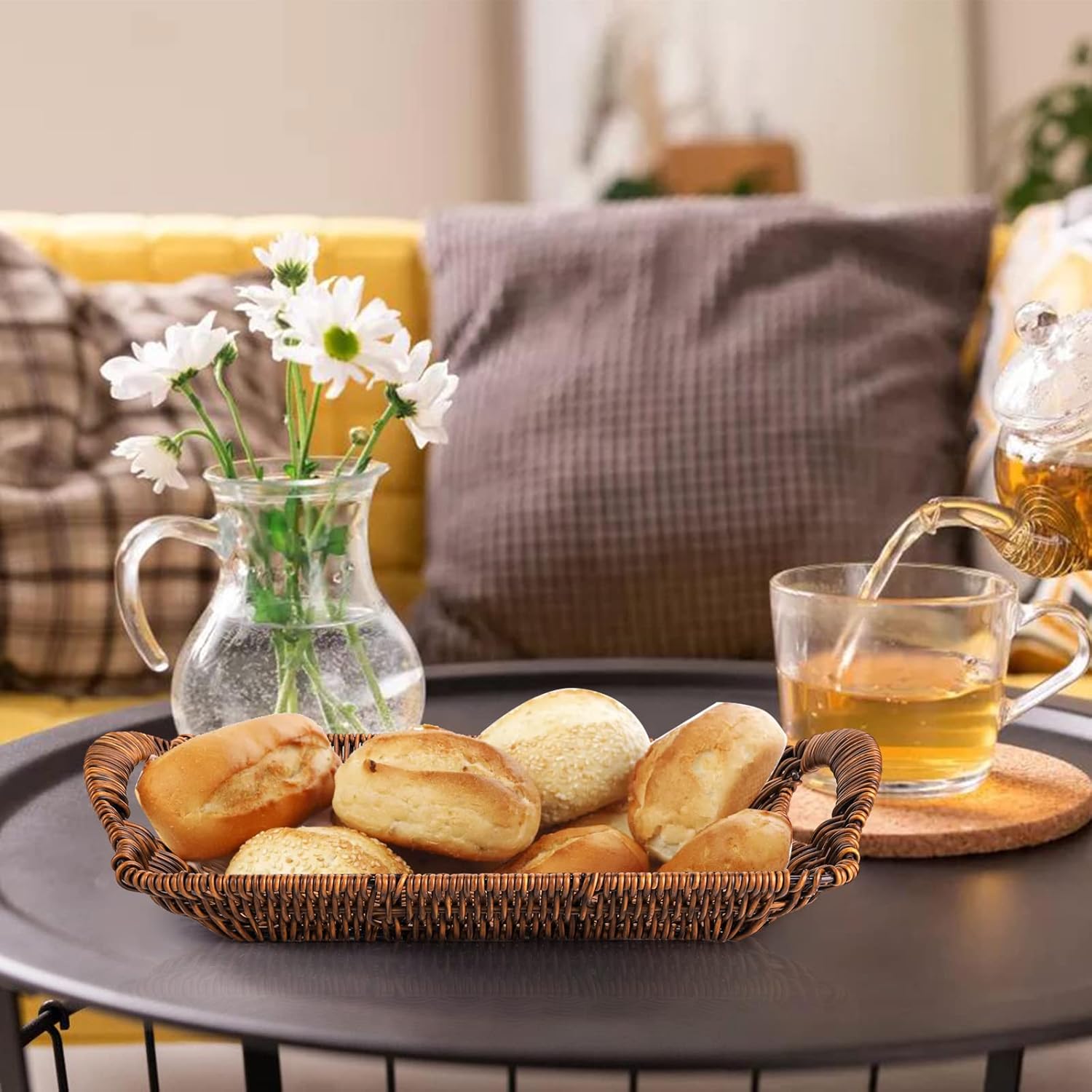 TOPZEA 3 Pack Wicker Bread Baskets with Handles 1