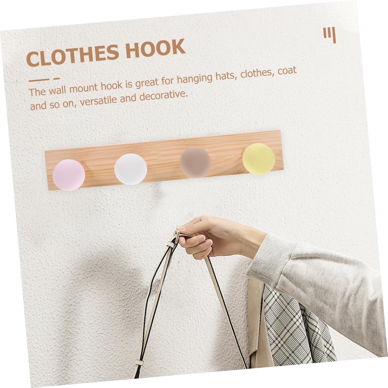 1set Wooden Wall Hook Heavy Duty Sturdy for Bathroom Living Room Office