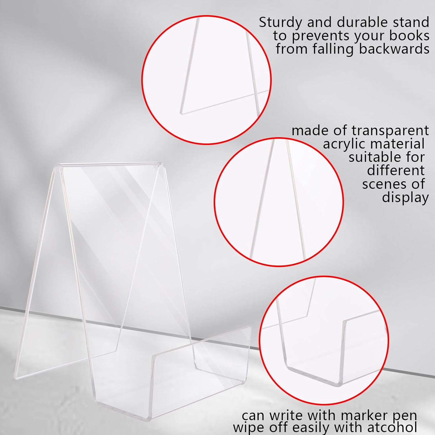 ASelected 6Pcs Clear Acrylic Book Stand Set