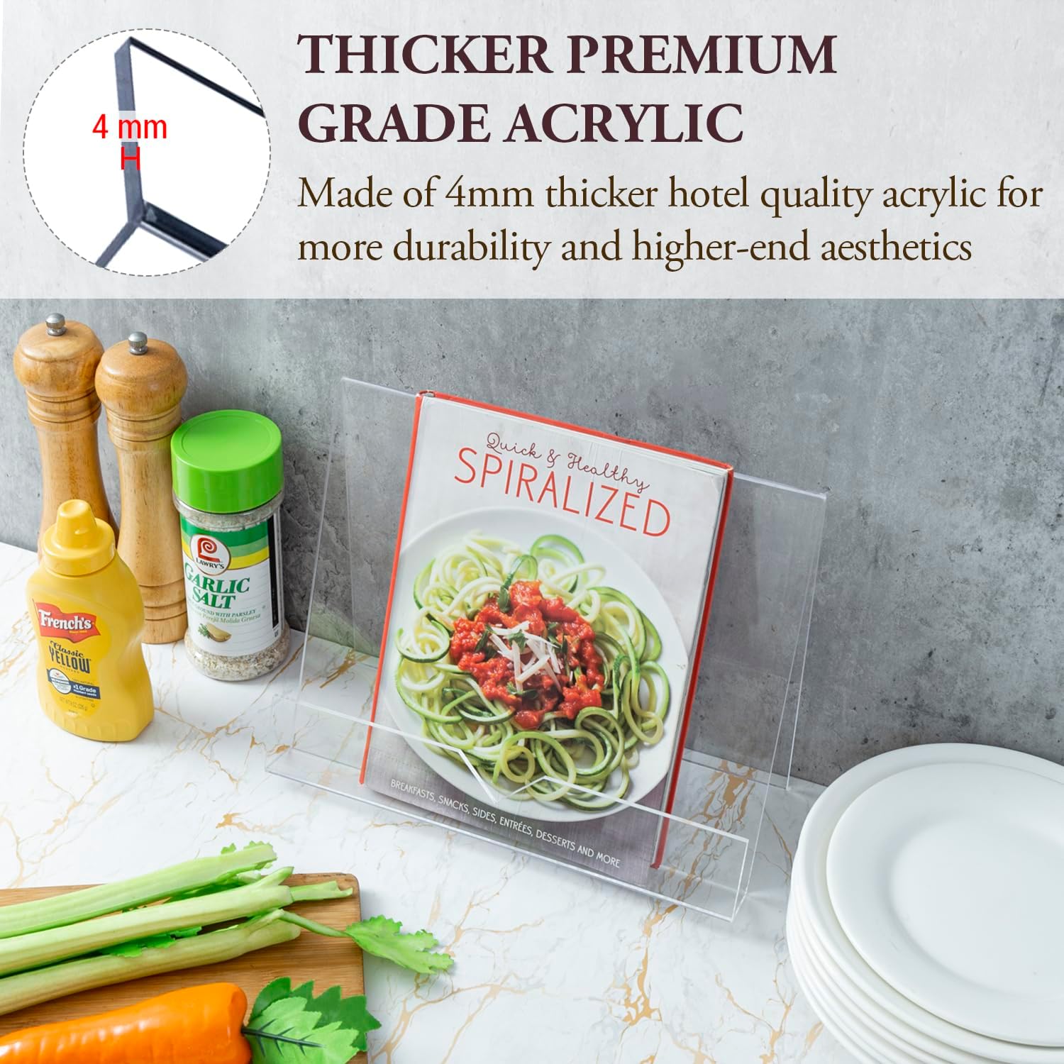 MyGift Modern 4 mm Clear Acrylic Cookbook Holder Set of 2 1