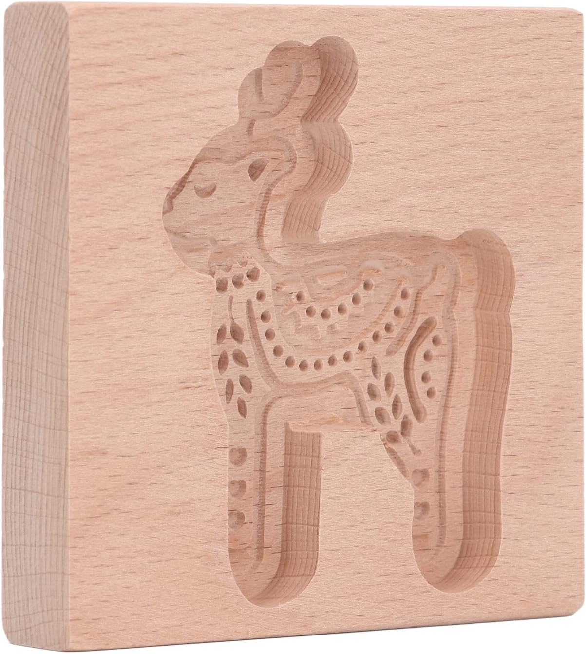 Acouto Carved Wooden Deer Cookie Cutter