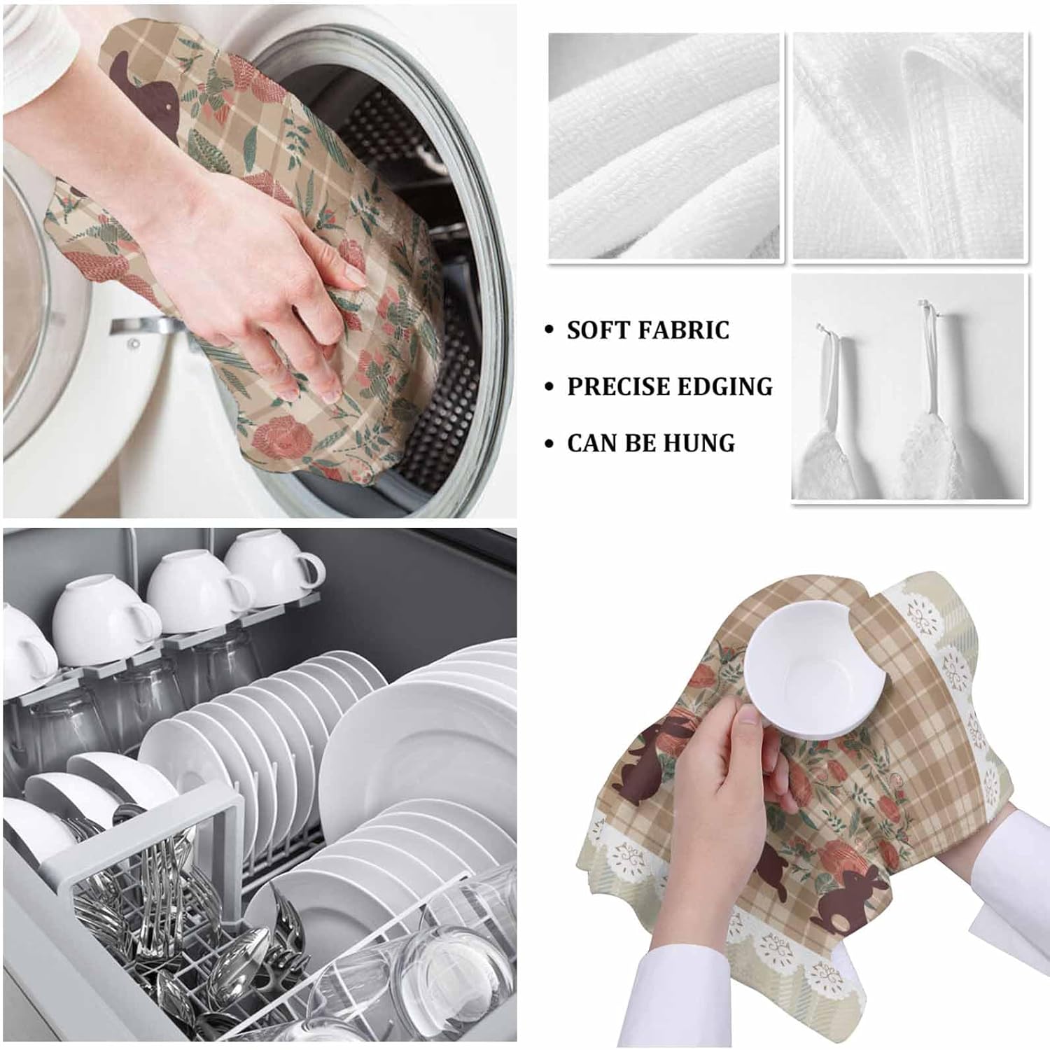 ZOE GARDEN Rabbit Lattice Dish Towels 2-PC Set