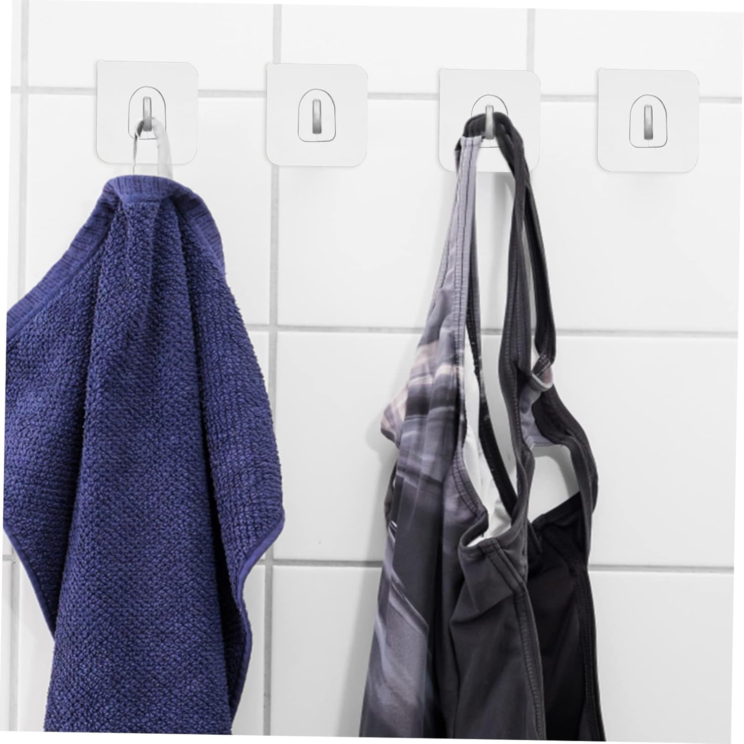 HOMSFOU 30pcs Self-Adhesive Wall Hooks for Kitchen Bathroom Living Room