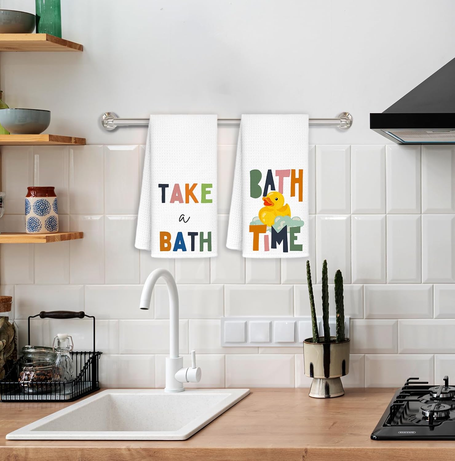 AQYIP Rubber Duck Towel Set 16x24 Inch for Bathroom Kitchen