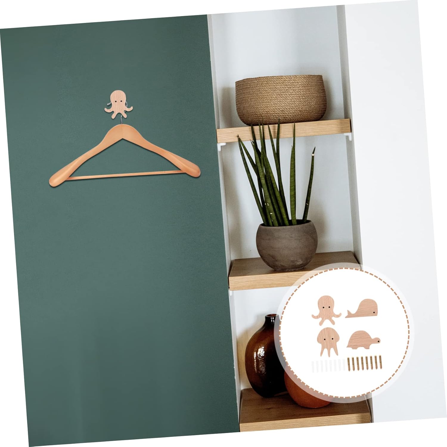 Sosoport Animal Wall Hooks with Oak Design