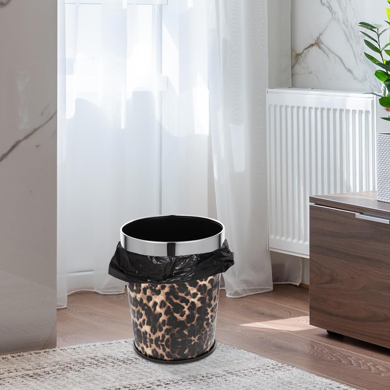 COHEALI 5L Metal Trash Can with Fixed Bag Ring