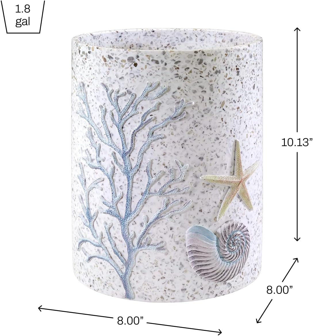 Avanti Linens Wastebasket - Sea Inspired Coastal Terrazo Design