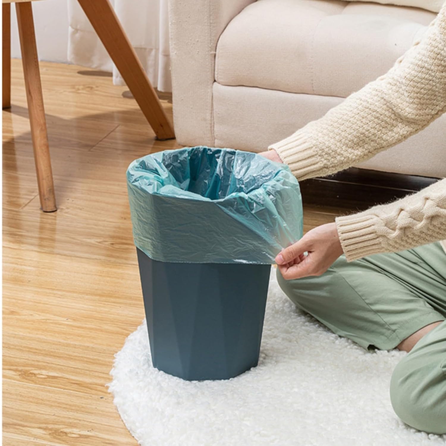 Polygon Small Trash Can - Blue Office Bathroom Use