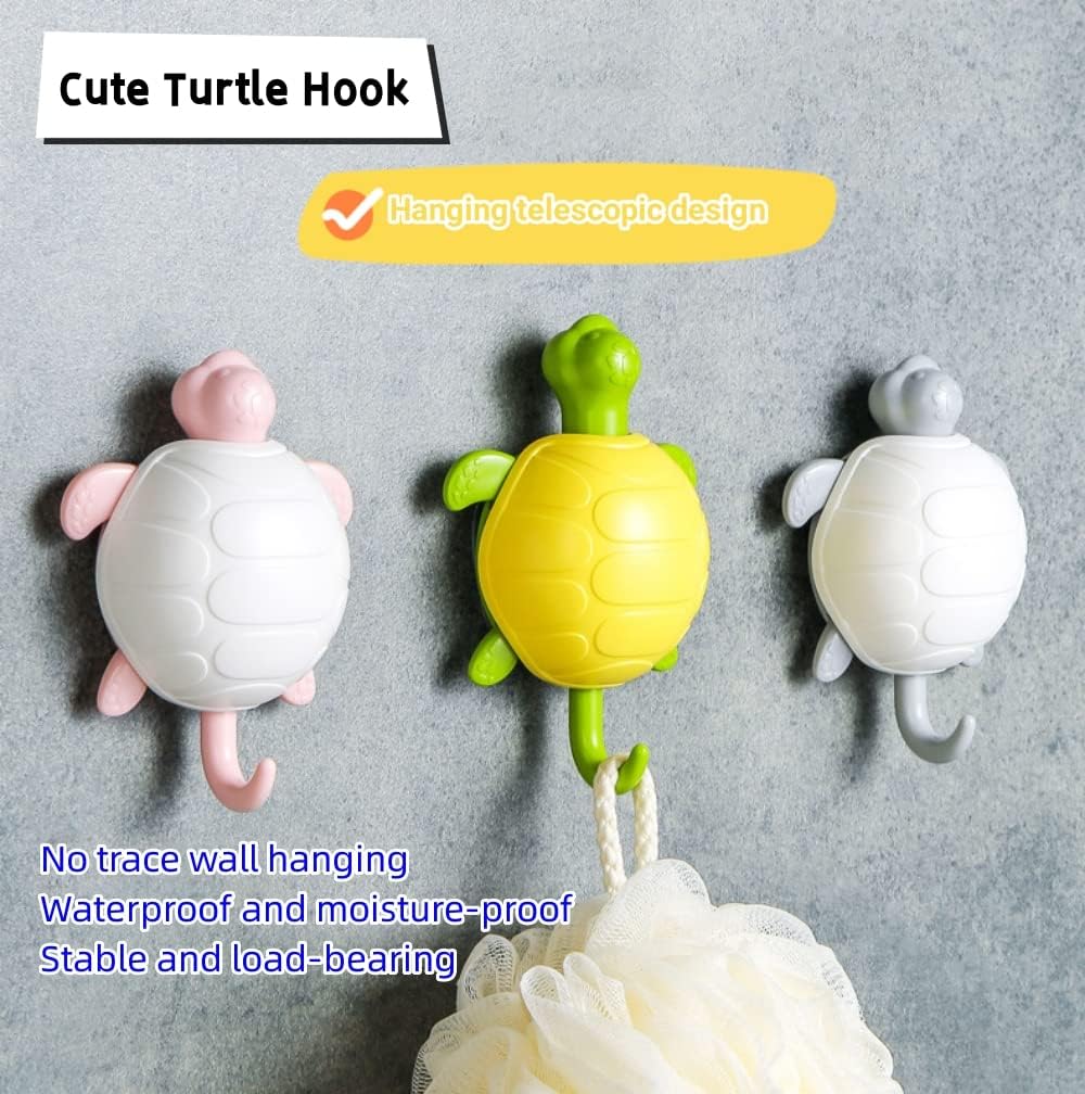 3PCS Cute Sea Turtle Wall Hooks with Gravity Pop-Up Design