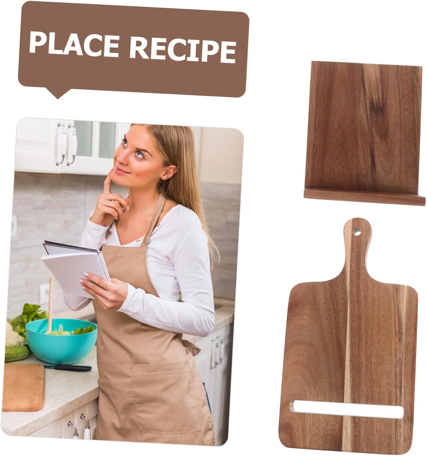 Stylish Wooden Cookbook Holder Stand for Kitchen Counter