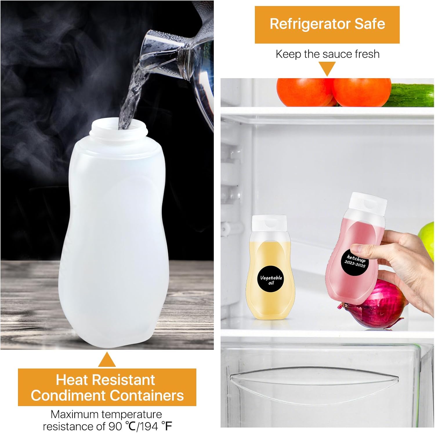 Akamino 9 Pcs Condiment Squeeze Bottles with Flip Top