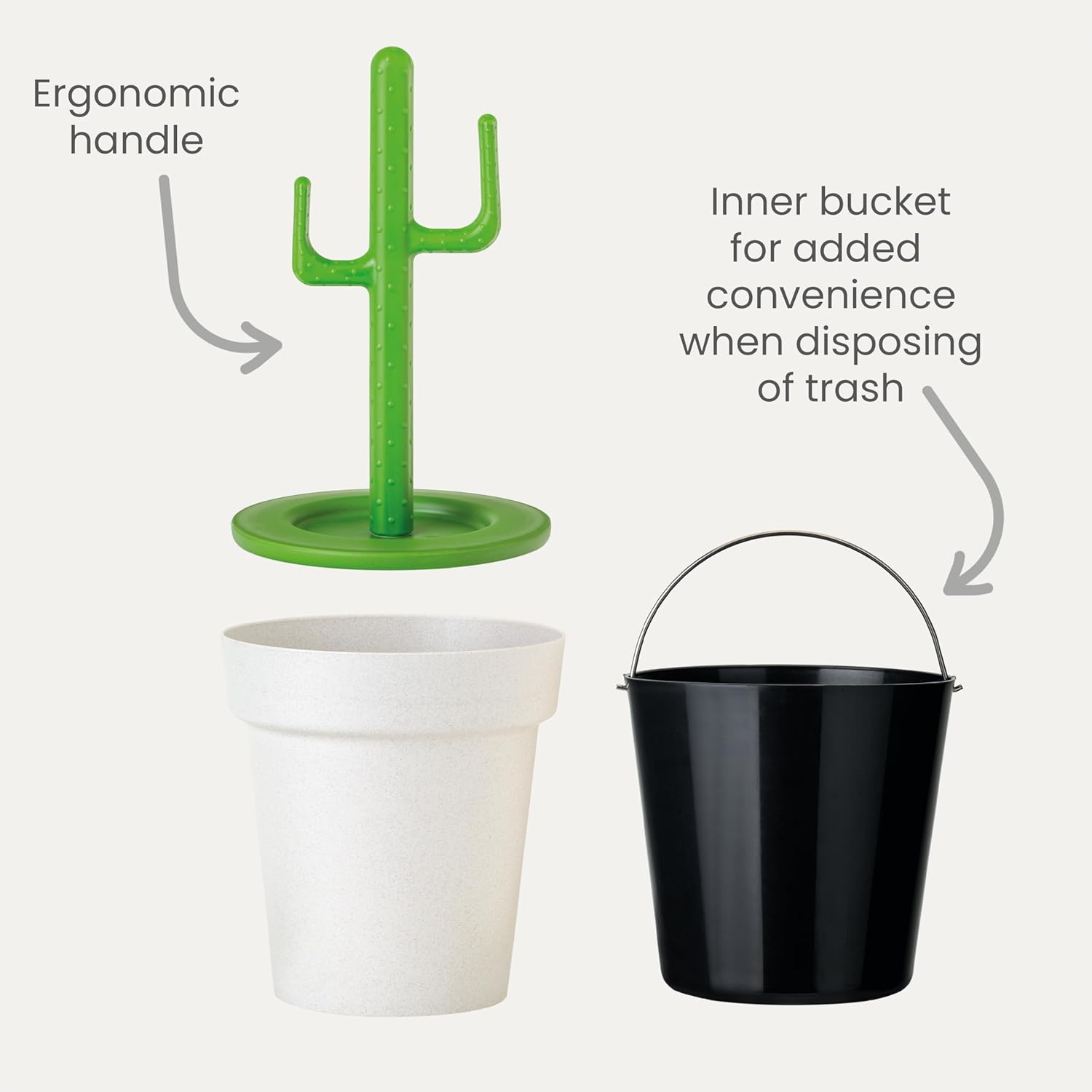 Vigar Cactus 3L Trash Bin with Lid and Inner Bin