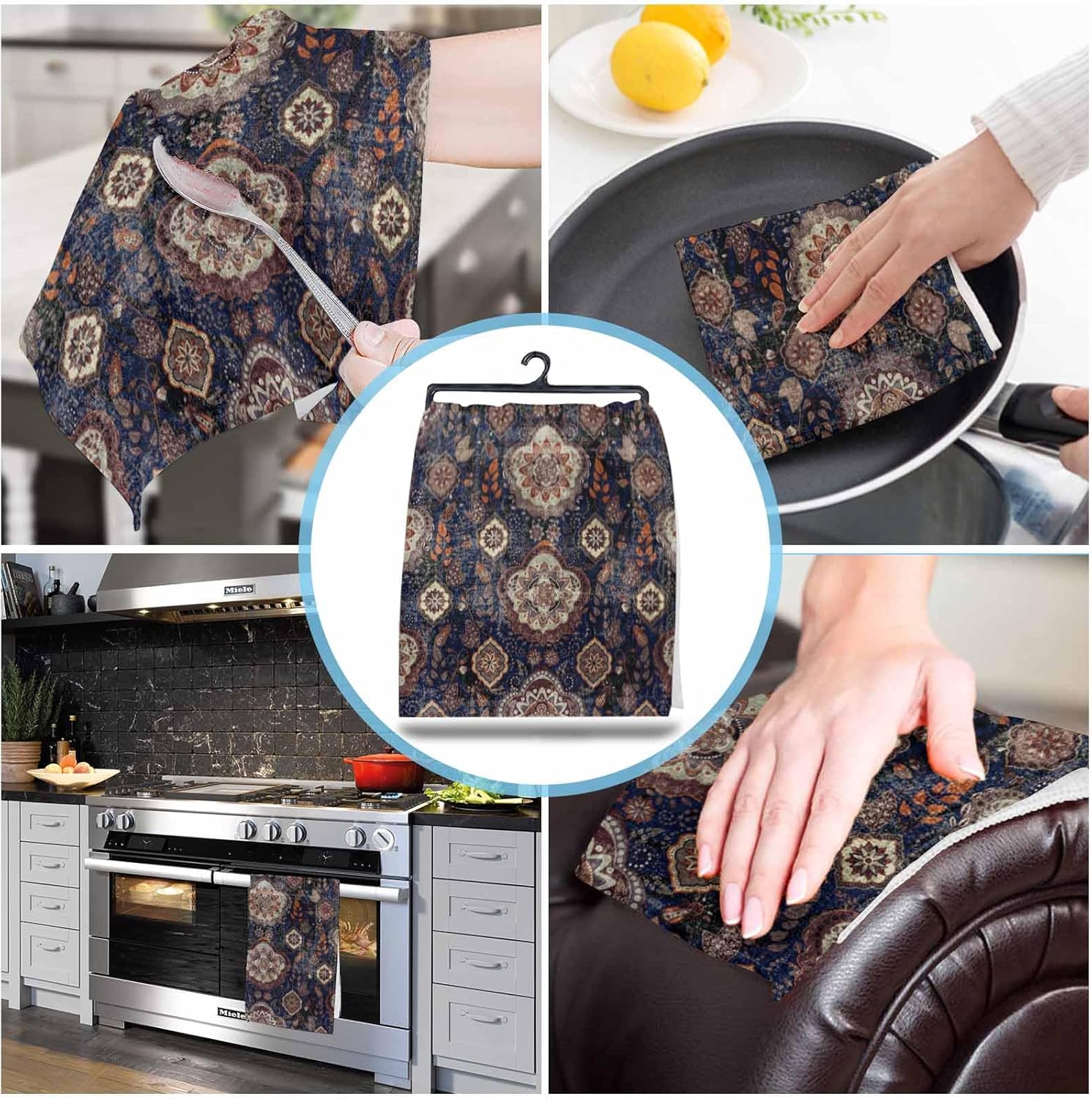 ZOE GARDEN Boho Flower Dish Towels 4-PC Set