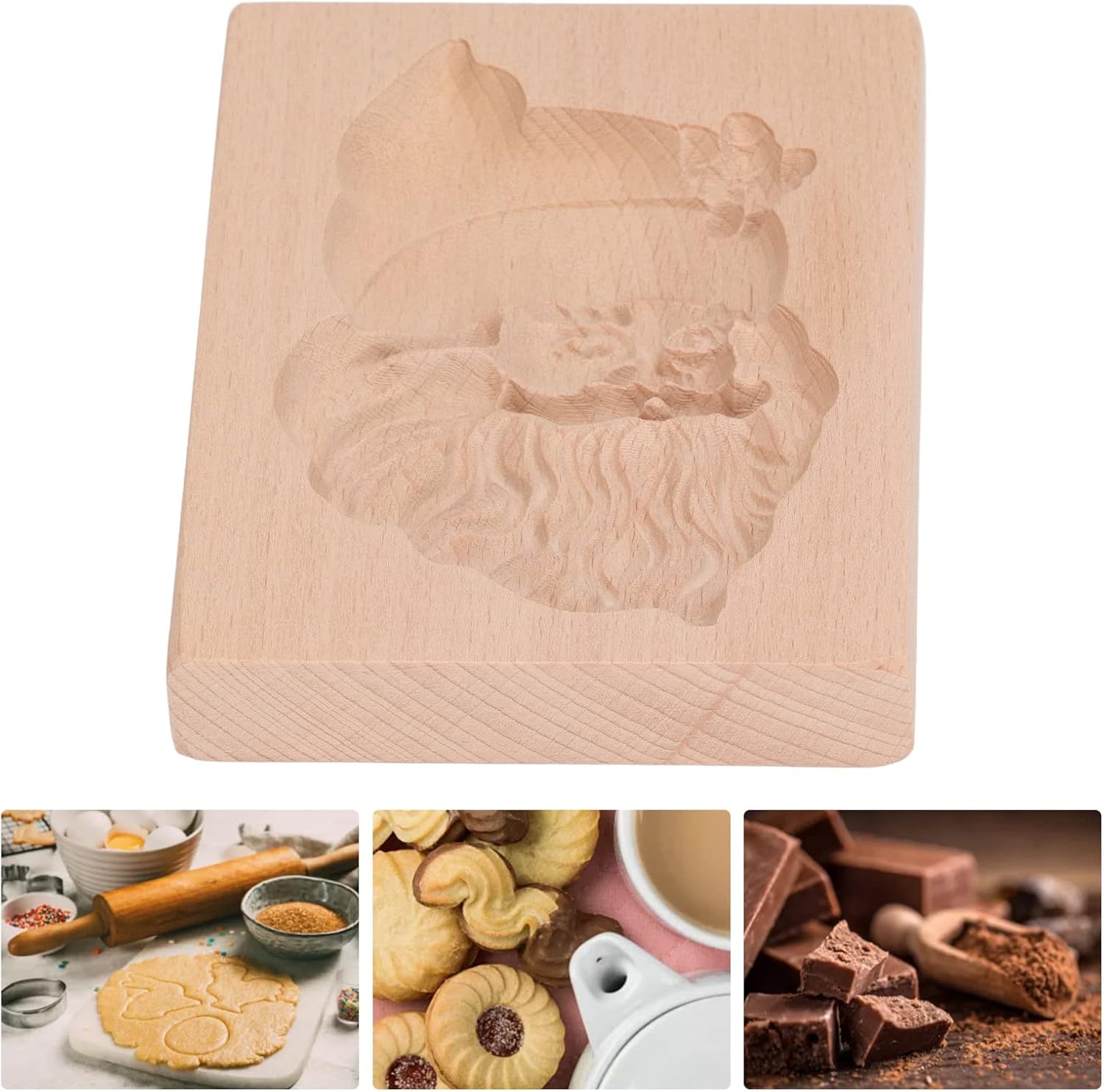 DMLENGOIN 3D Wooden Cookie Cutters Holiday Baking Tool