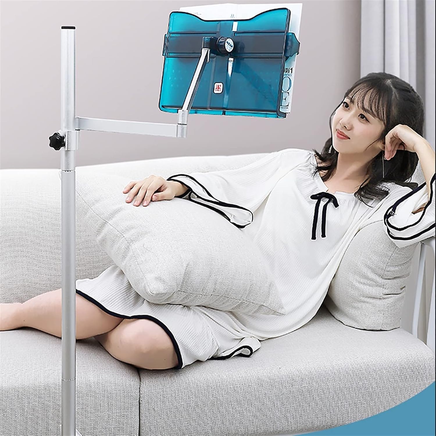 ZJDYDY Green Adjustable Floor Bookstand with Lights