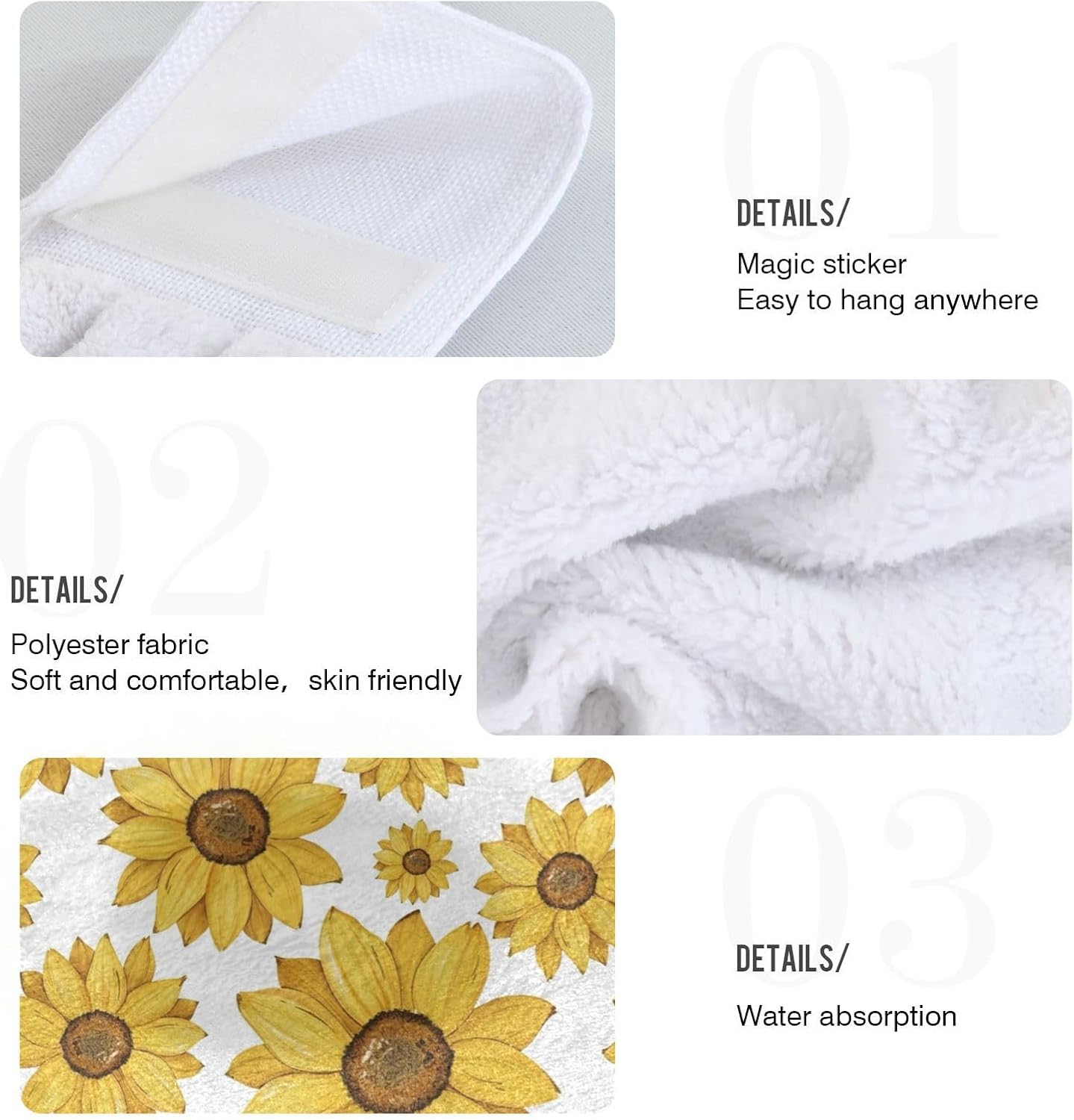 OTVEE Sunflowers Pattern Dish Towels 2 Pieces