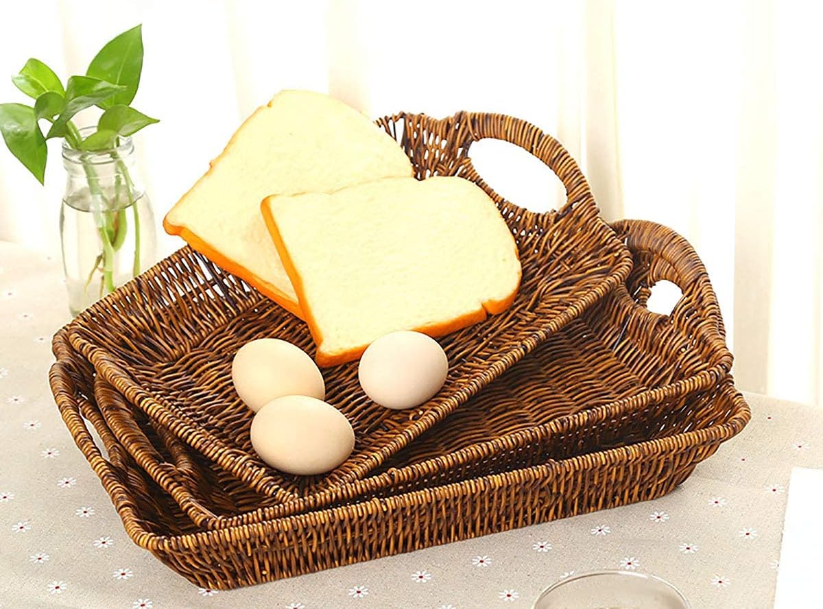 TOPZEA 3 Pack Wicker Bread Baskets with Handles 1