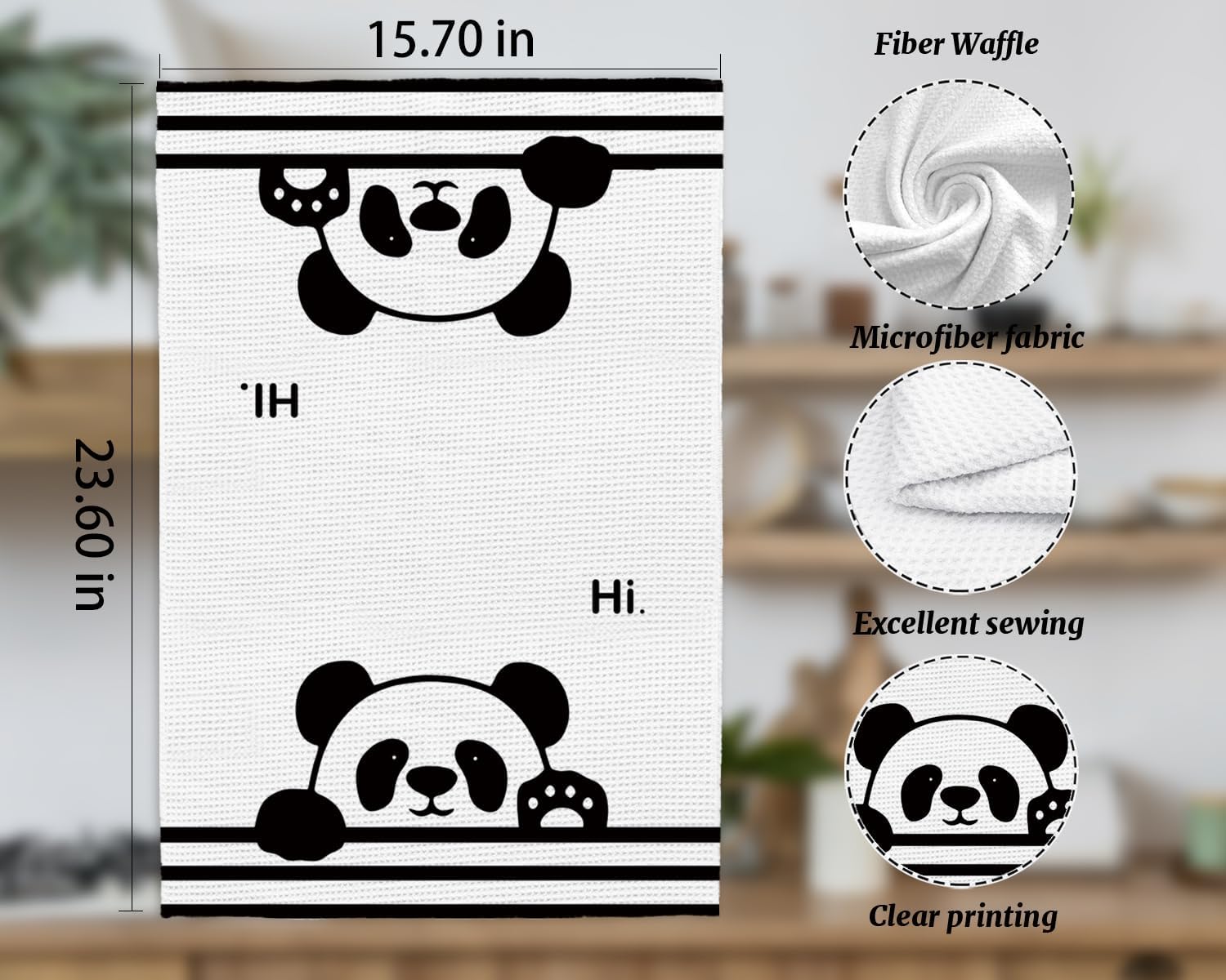 Cute Panda Waffle Kitchen Towels 16x24 Inch