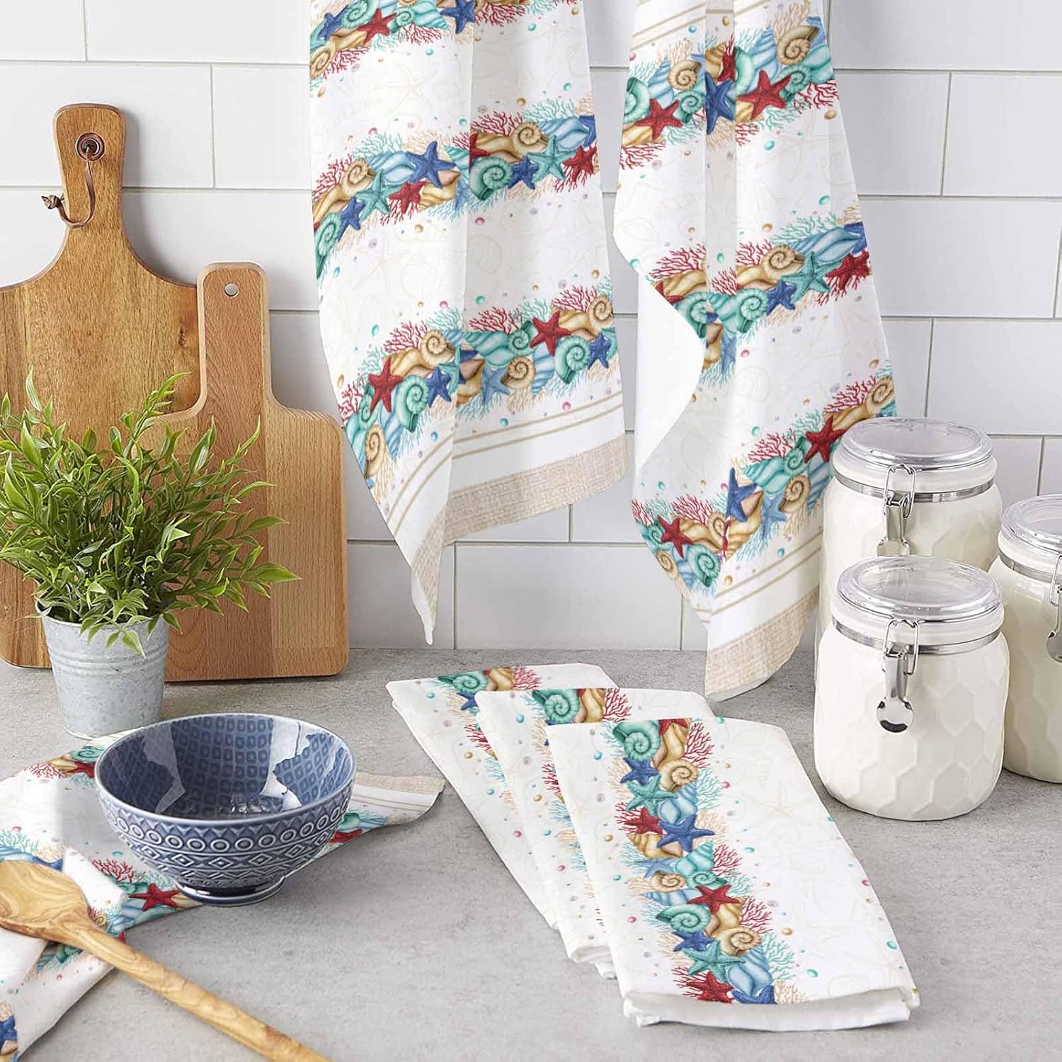 ZOE GARDEN Coastal Starfish Kitchen Towel 18x28