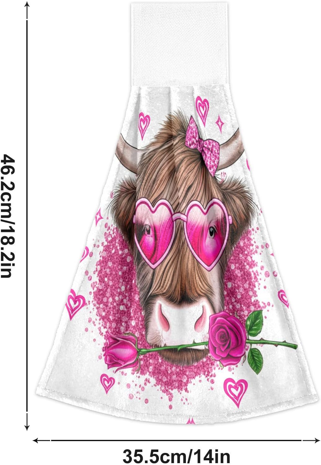 Cute Highland Cow Pink Bath Towels 2 Pack with Hanging Loop
