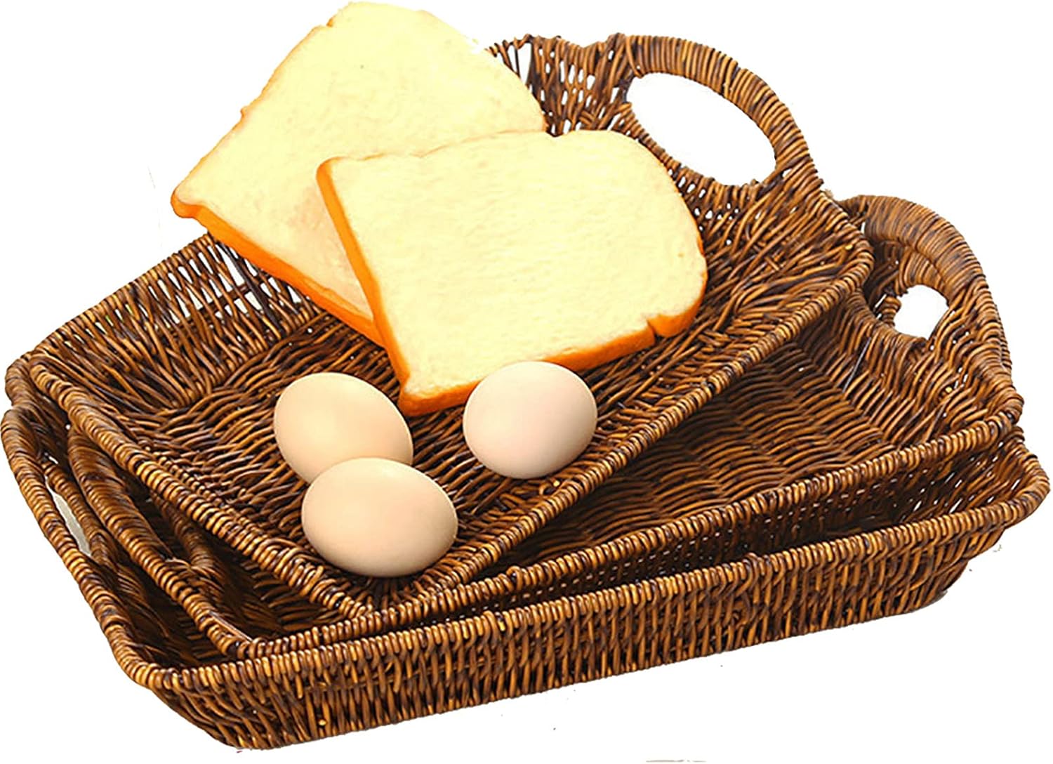 TOPZEA 3 Pack Wicker Bread Baskets with Handles 1
