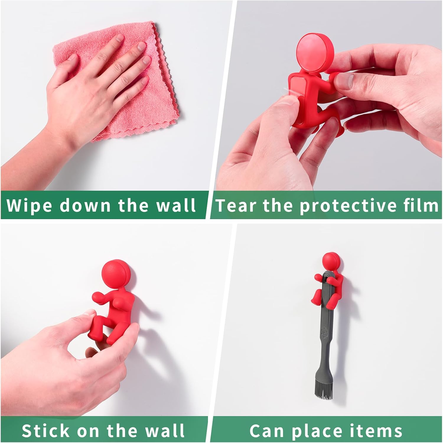 Pariveca Creative Doll Silicone Hooks 4 Pcs Gray